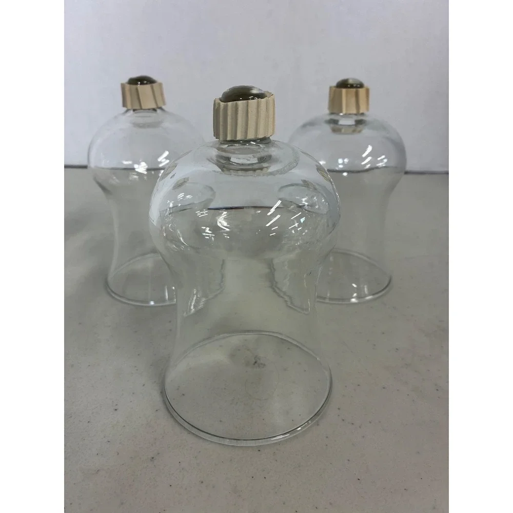 Set of 3 Clear Glass‎ Hurricane Votive Peg Candle Holder Sconce Replacement Cups
